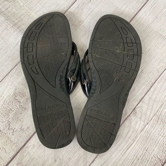 Sperry Topsider black flip flops w/rubber soles sz 8 women - Picture 8 of 9